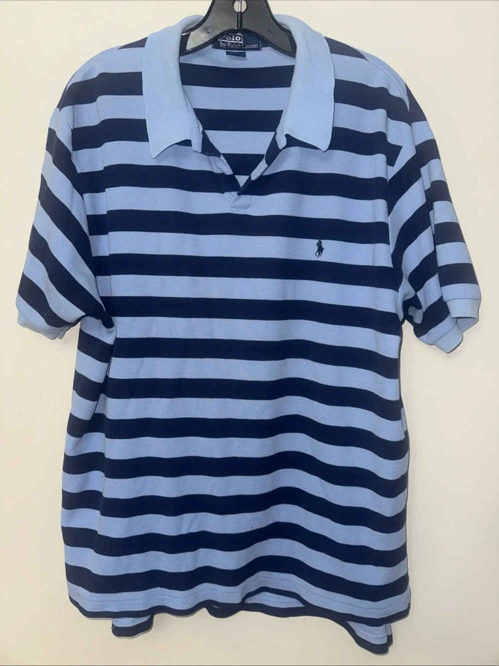 Ralph Lauren Men’s Light Blue & Navy Horizontal Stripe Polo